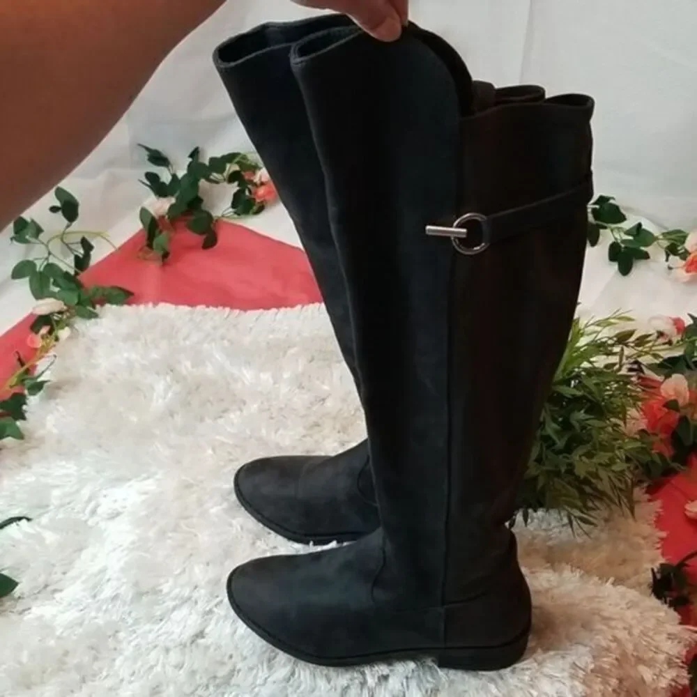 Rebel by‎ Zigi Women's Round Toe Knee High Fashion Dark Grey Size 8.5